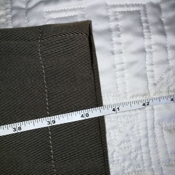 𝅺AKRIS Dark Beige / Green Wool Straigth Classic Trouser Pants Size Large - Picture 11 of 12